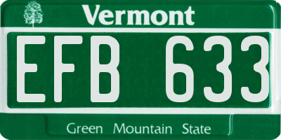 VT license plate EFB633