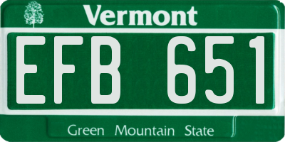 VT license plate EFB651