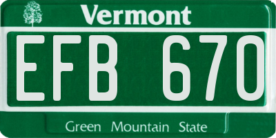 VT license plate EFB670