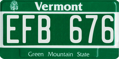 VT license plate EFB676