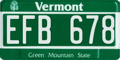 VT license plate EFB678