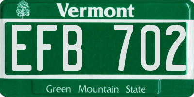 VT license plate EFB702