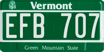 VT license plate EFB707