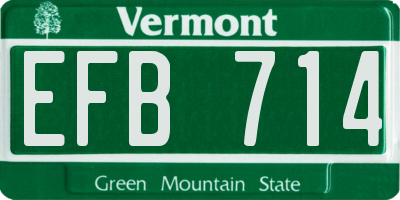 VT license plate EFB714