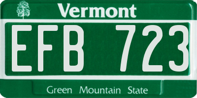 VT license plate EFB723