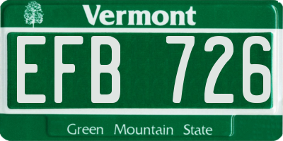 VT license plate EFB726