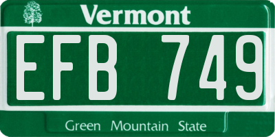 VT license plate EFB749