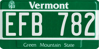 VT license plate EFB782