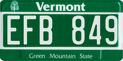 VT license plate EFB849
