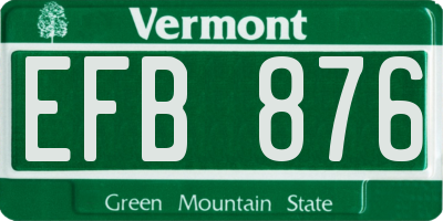 VT license plate EFB876