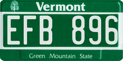 VT license plate EFB896