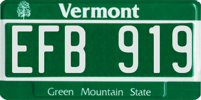 VT license plate EFB919