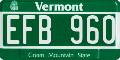 VT license plate EFB960