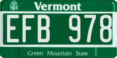 VT license plate EFB978