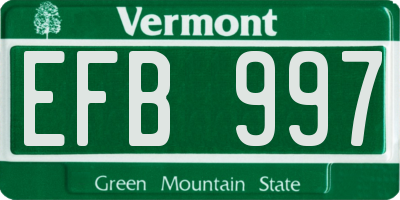 VT license plate EFB997