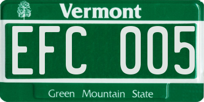 VT license plate EFC005