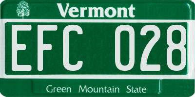 VT license plate EFC028