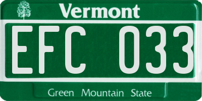 VT license plate EFC033