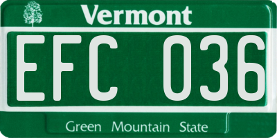VT license plate EFC036
