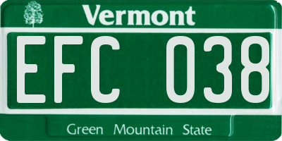 VT license plate EFC038