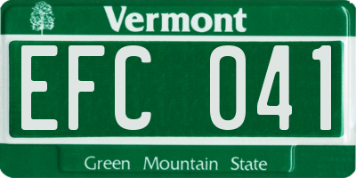 VT license plate EFC041
