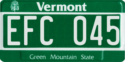 VT license plate EFC045