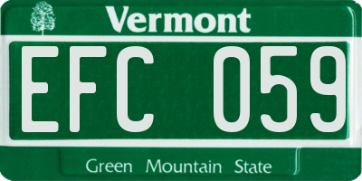 VT license plate EFC059