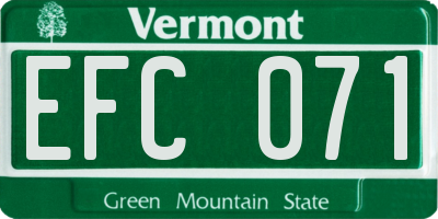 VT license plate EFC071