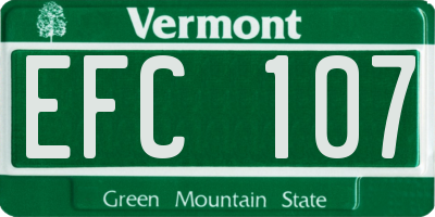 VT license plate EFC107