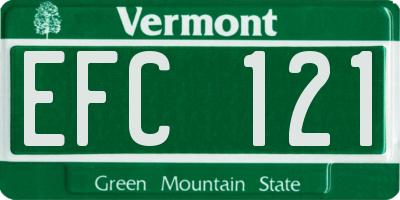 VT license plate EFC121