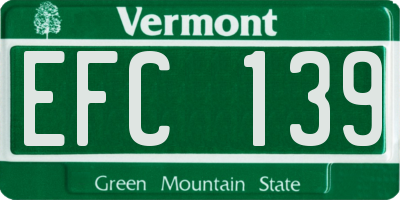 VT license plate EFC139