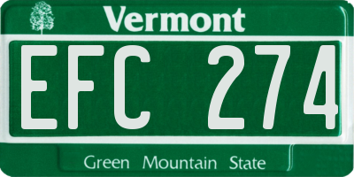VT license plate EFC274