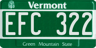 VT license plate EFC322