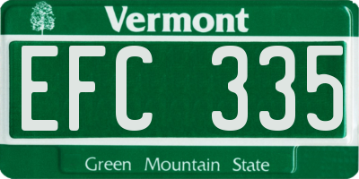 VT license plate EFC335
