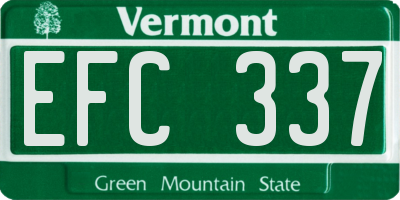 VT license plate EFC337