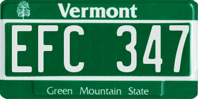 VT license plate EFC347