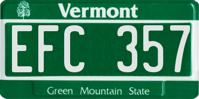 VT license plate EFC357