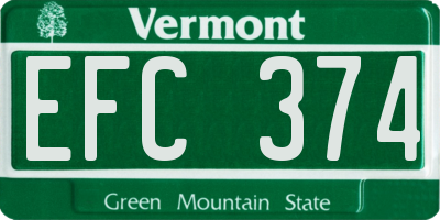 VT license plate EFC374