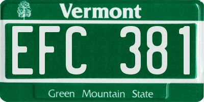 VT license plate EFC381