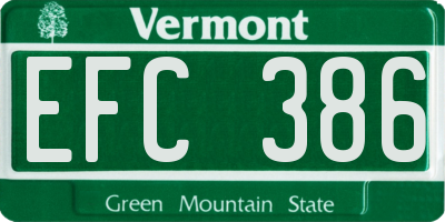 VT license plate EFC386