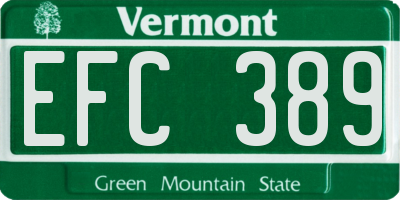 VT license plate EFC389