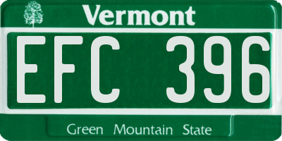 VT license plate EFC396
