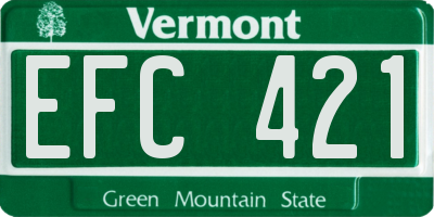 VT license plate EFC421