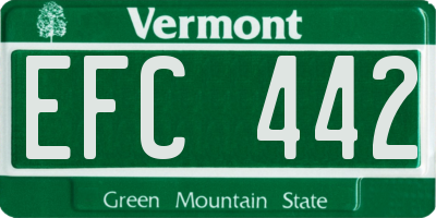 VT license plate EFC442