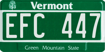 VT license plate EFC447