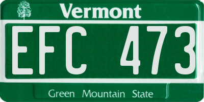 VT license plate EFC473