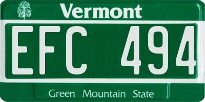 VT license plate EFC494