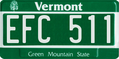 VT license plate EFC511