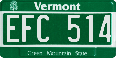 VT license plate EFC514