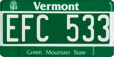 VT license plate EFC533